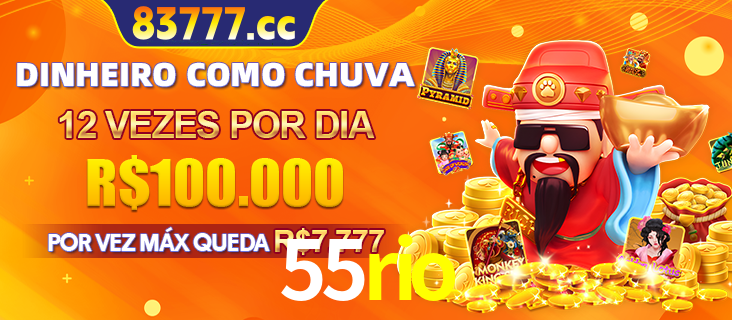 Banner do programa de recompensas Recomende para amigos do 55rio, detalhando os bônus por convidar amigos, com prêmios que chegam a R$288.888.